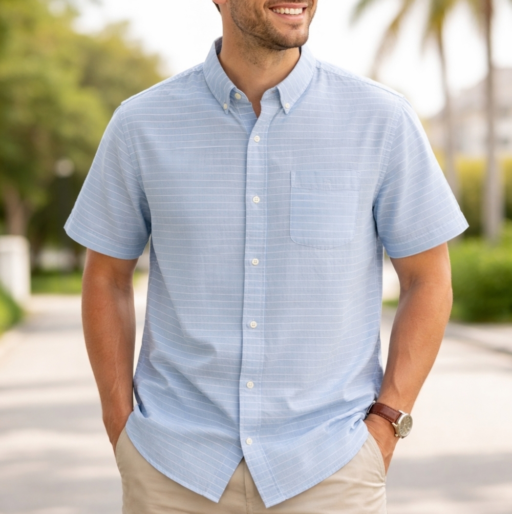 Old Navy Men's Sky Blue Casual Button Down Shirt